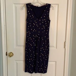 Boden Navy & Gold Polkadot dress